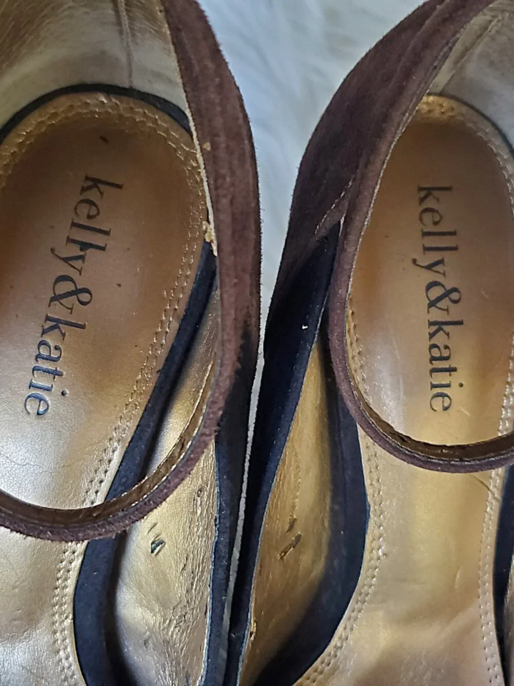 Kelly & Katie Black/Brown Suede Ankle Strap Heels SZ 8.5